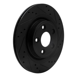 Jaguar S-Type Brake Rotor (1) - Rear Right - R1 Concepts - Drilled & Slotted - Black - `06-`08